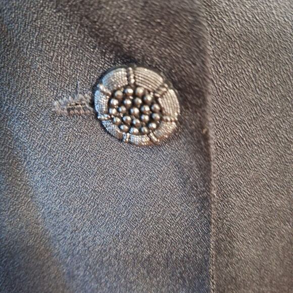 Vintage 90s Black Rayon Beaded Collarless Jacket Blazer Goth Women Size 12 Large - Picture 3 of 8